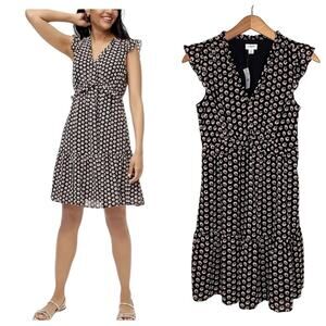 NEW J.Crew Factory Ruffle V-neck Mini Dress in Blue White Floral 0